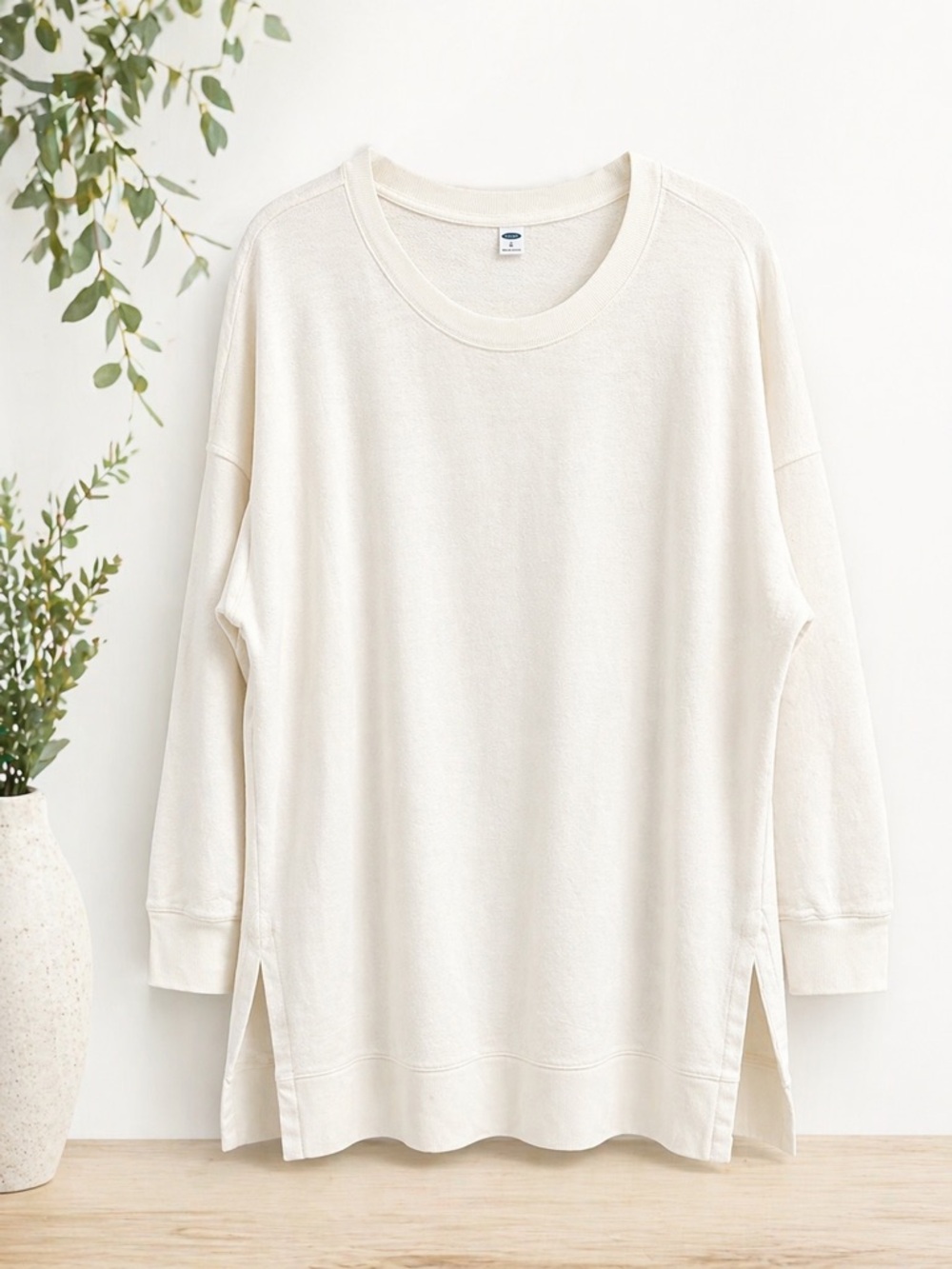 NWOT Old Navy Ivory Oversized Cotton Tunic Sweatshirt Dress Xl